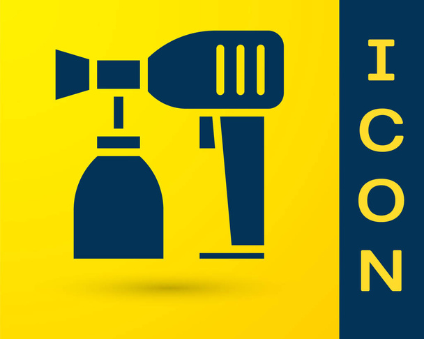 Blue Paint spray gun icon isolated on yellow background. Vector Illustration - Vector, Image