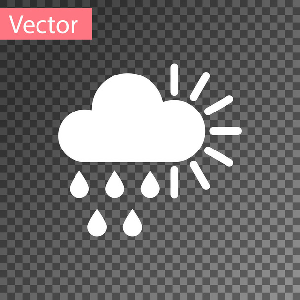 雨と太陽のアイコンが透明な背景に隔離された白い雲。雨滴と雨の雲の降水量。ベクターイラスト - ベクター画像