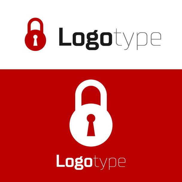 赤のロックアイコンは白の背景に隔離されています。南京錠のサインセキュリティ、安全性、保護、プライバシーの概念。ロゴデザインテンプレート要素。ベクターイラスト - ベクター画像