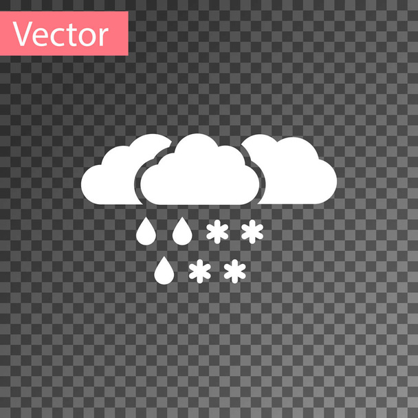 Nuvem branca com ícone de neve e chuva isolado em fundo transparente. Ícone meteorológico. Ilustração vetorial
 - Vetor, Imagem