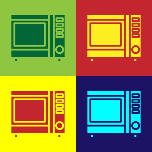 Barva Mikrovlnka ikona izolované na barevném pozadí. Ikona domácích spotřebičů. Vektorová ilustrace - Vektor, obrázek