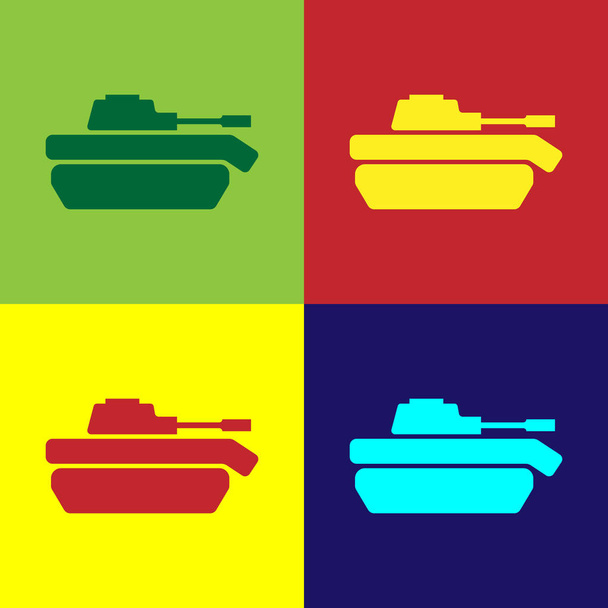 Farbe militärisches Panzersymbol isoliert auf farbigem Hintergrund. Vektorillustration - Vektor, Bild