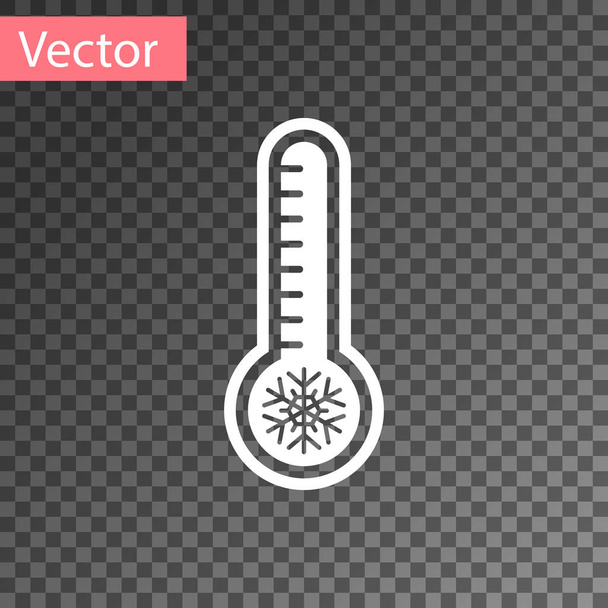 weißes Meteorologie-Thermometer, das Hitze und Kälte misst, isoliert auf transparentem Hintergrund. Thermometerausrüstung, die heißes oder kaltes Wetter zeigt. Vektorillustration - Vektor, Bild