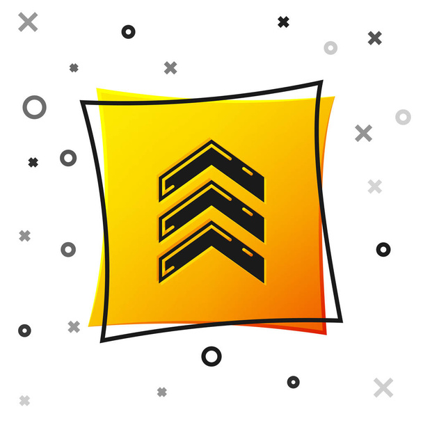Icona rango militare nero isolato su sfondo bianco. Segno di distintivo militare. Pulsante quadrato giallo. Illustrazione vettoriale
 - Vettoriali, immagini