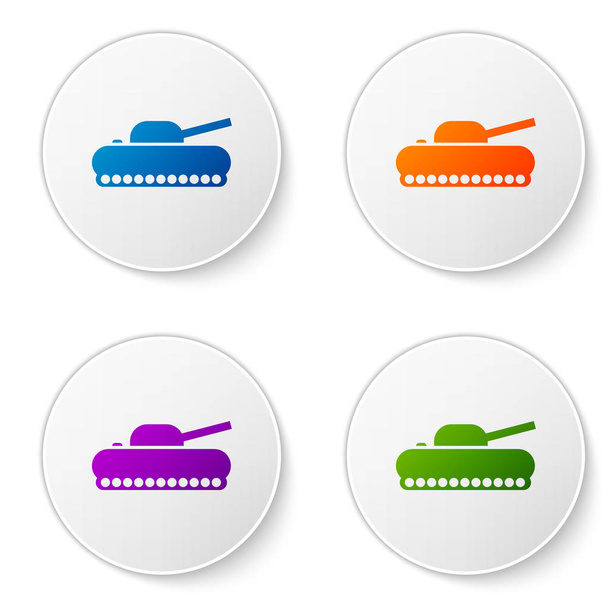 Farbe militärisches Panzersymbol isoliert auf weißem Hintergrund. setzen Sie Symbole in Kreis-Buttons. Vektorillustration - Vektor, Bild