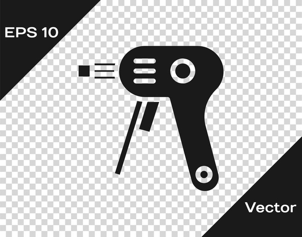 Grey Electric hot glue gun icon isolated on transparent background. Hot pistol glue. Hot repair work appliance silicone. Vector Illustration - ベクター画像