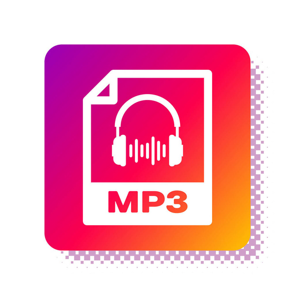 Valkoinen MP3-tiedosto asiakirja. Lataa mp3 painiketta kuvake eristetty valkoisella taustalla. MP3-musiikkimuoto merkki. MP3-tiedoston symboli. Neliön väripainike. Vektorikuvaus
 - Vektori, kuva