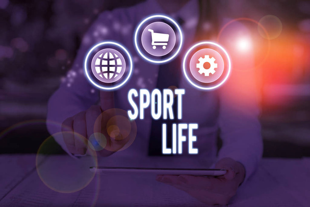 Texte écrit par mot Sport Life. Concept d'entreprise pour les amateurs de sport ou d'autres activités de plein air Activité physique
. - Photo, image