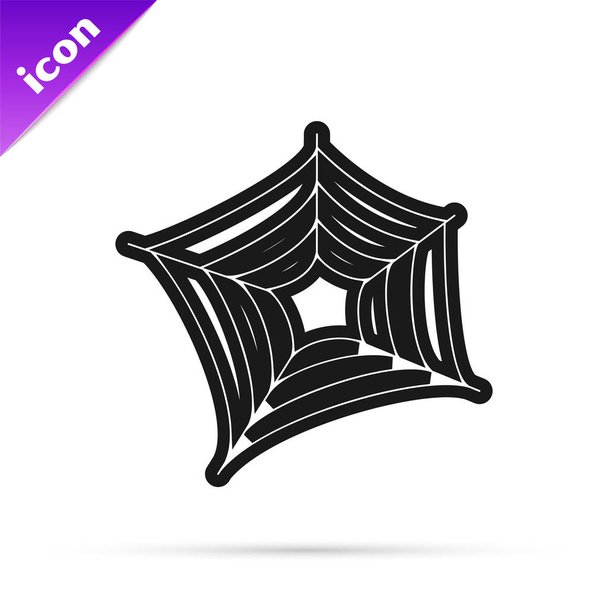 Zwarte lijn Spider web icoon geïsoleerd op witte achtergrond. Cobweb teken. Gelukkig Halloween feest. Vector Illustratie - Vector, afbeelding