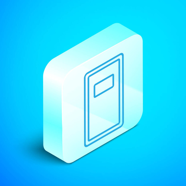 Isometric line Police assault shield icon isolated on blue background. Silver square button. Vector Illustration - Vector, afbeelding
