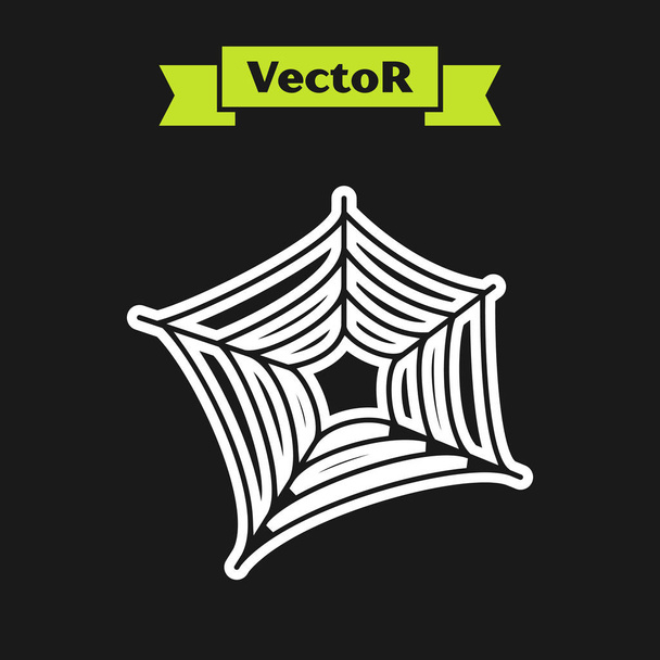 White line Spider web icon isolated on black background. Cobweb sign. Happy Halloween party. Vector Illustration - ベクター画像