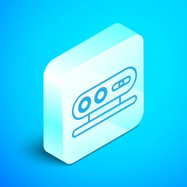 Izometrický řádek 3d skenovací systém ikona izolované na modrém pozadí. Stříbrný knoflík. Vektorová ilustrace - Vektor, obrázek