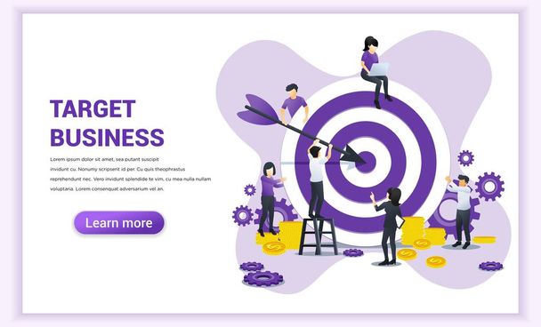 Business web banner concept design. People put darts on the dartboard - Vector, Image