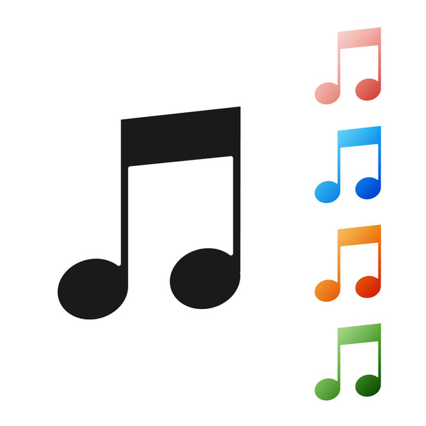 Note de musique noire, icône de ton isolée sur fond blanc. Définir des icônes colorées. Illustration vectorielle - Vecteur, image