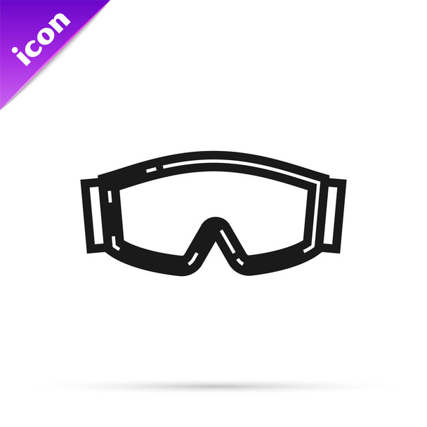 Linha preta Ícone de óculos de esqui isolado no fundo branco. Desporto extremo. Equipamento desportivo. Ilustração vetorial - Vetor, Imagem