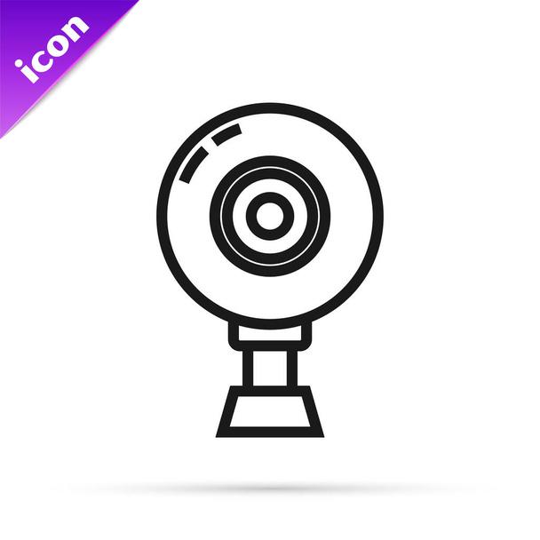 Black line Web camera icon isolated on white background. Chat camera. Webcam icon. Vector Illustration - Vector, Imagen