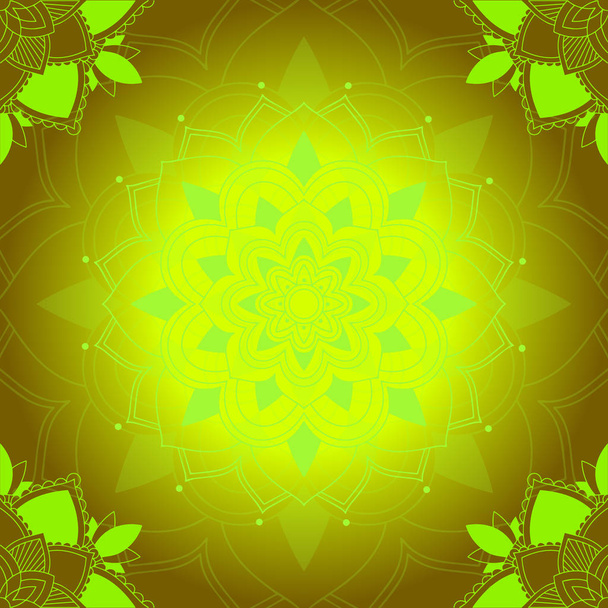 Мандала модели на зеленом фоне
 - Вектор,изображение