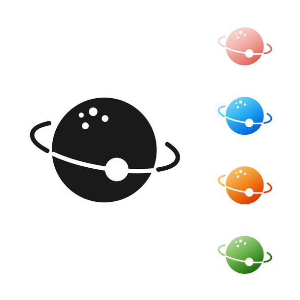 Black Planet icoon geïsoleerd op witte achtergrond. Stel pictogrammen kleurrijk. Vector Illustratie - Vector, afbeelding