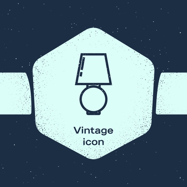 Grunge line Table lamp icon isolated on blue background. Monochrome vintage drawing. Vector Illustration - Vector, Image
