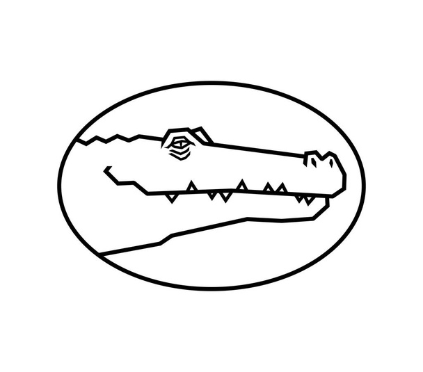 Tête d'alligator. Joyeux crocodile découpé silhouette
 - Vecteur, image
