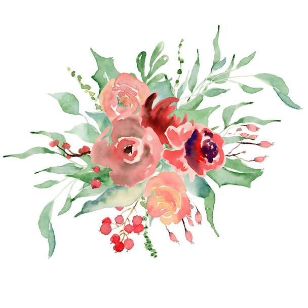 Floral winter wreath illustration. Christmas Decoration Print Design Template - Photo, image