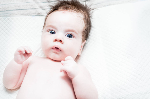 Closeup portrait of a small child. Infant portrait. Funny baby - Photo, image