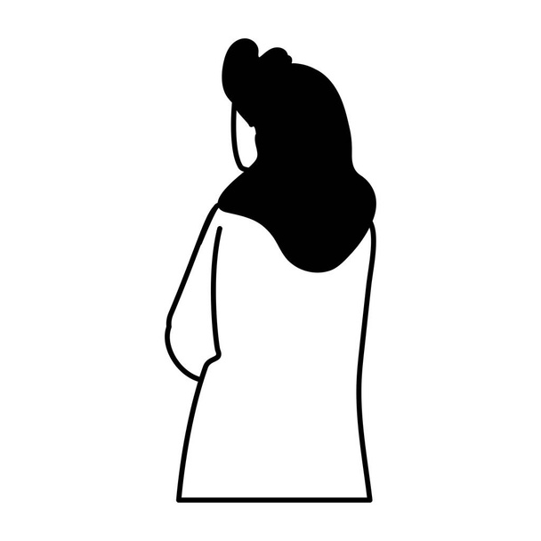 joven mujer de espalda posición sobre fondo blanco
 - Vector, Imagen