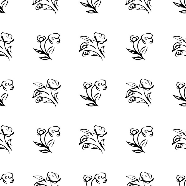 Hand drawn rose seamless pattern for print design. Rose floral seamless pattern. Spring textile texture. Repeat design element - Vector, Image