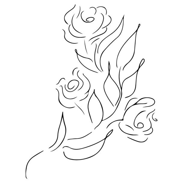Abstract hand drawn rose flower isolated on white background. Rose flower vector outline icon. Line art. Sketch - Wektor, obraz