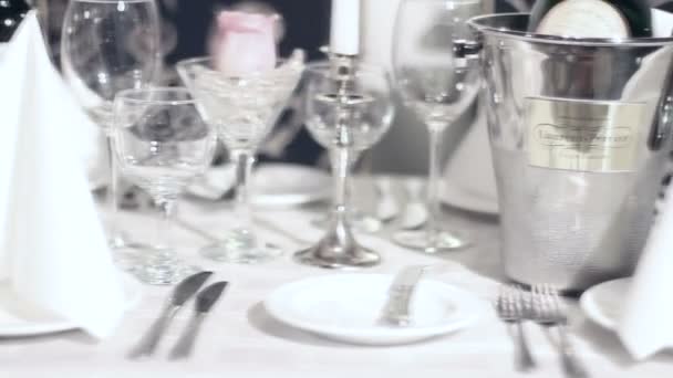 Beautiful clip of serving banquet in white colors - Materiaali, video