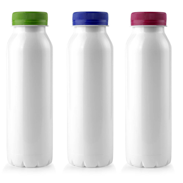 bottiglia bianca con coperchio verde su sfondo bianco
  - Foto, immagini