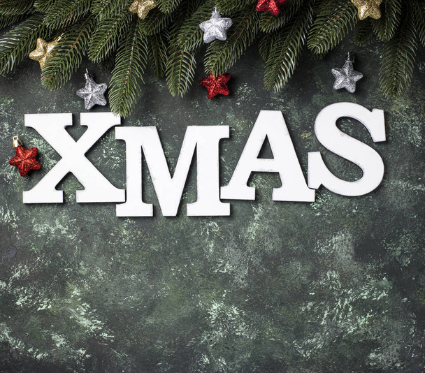 Christmas background with letters XMAS - Foto, Imagen