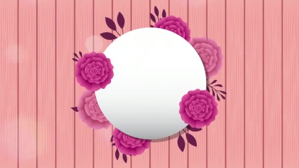 kruhový rám s krásnou růžovou zahradou - Záběry, video