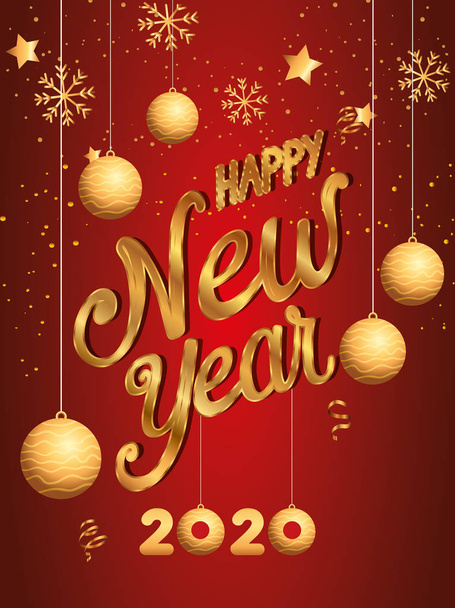 poster di felice anno nuovo 2020 con le palle appese
 - Vettoriali, immagini