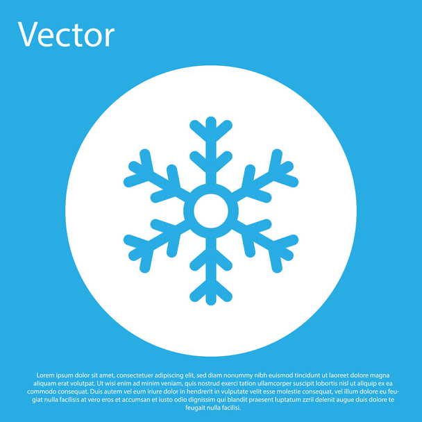 Blue Snowflake icon isolated on blue background. White circle button. Vector Illustration - Vector, afbeelding