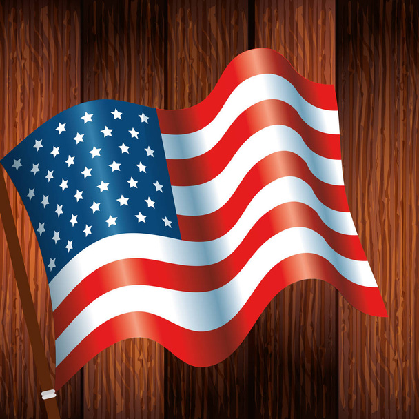 bandeira dos estados unidos em fundo de madeira
 - Vetor, Imagem