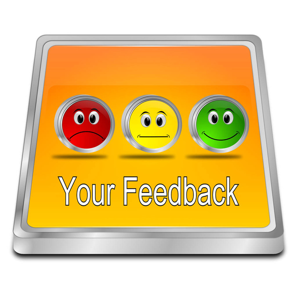 oranje je feedback knop - 3D illustratie - Foto, afbeelding