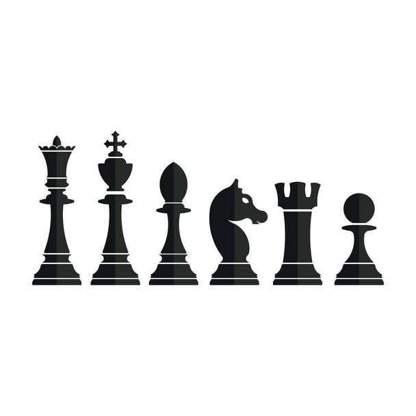 set of chess pieces, strategy game, Queen King Bishop Knight Rook Pawn - ベクター画像