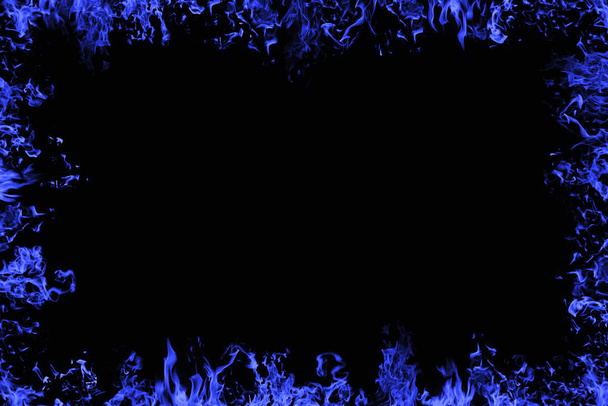 Abstraktní náměstí modrého ohně na černém pozadí - Fotografie, Obrázek