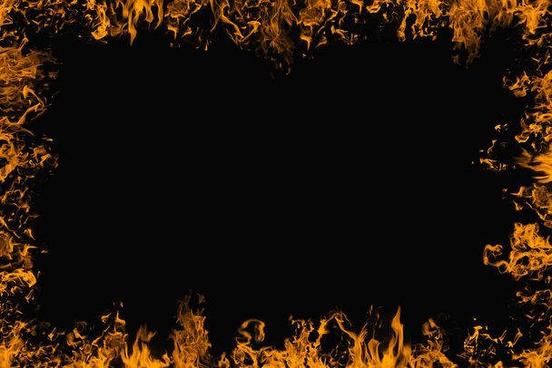 Abstract square of fire on a black background - Foto, imagen