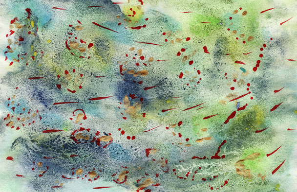 Groen horizontaal abstract schilderij gemengd grunge - Foto, afbeelding