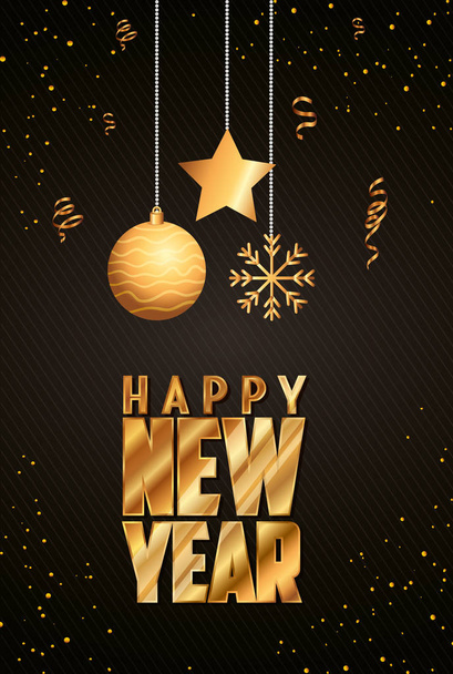 poster of happy new year with decoration - Vektor, Bild