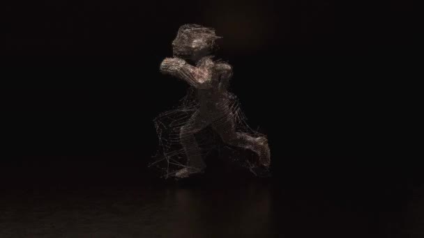 3d animation of a dark character running - Footage, Video