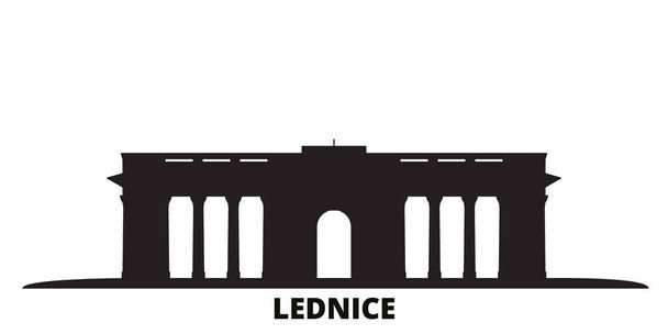 Czech Republic, Lednice city skyline isolated vector illustration. Czech Republic, Lednice travel black cityscape - Vector, Image