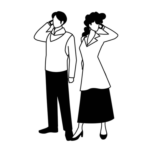 business couple standing on white background - Вектор,изображение
