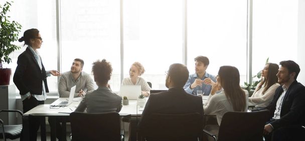 Professional business team having brainstorm meeting, panorama - Photo, Image