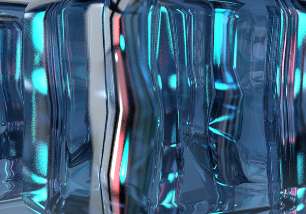 3D illusztráció jégkockák fal felületi textúra háttér w - Fotó, kép
