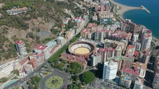 Légi felvétel. Spanyol bikagyűrű, Malaga, Spanyolország. - Felvétel, videó