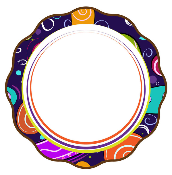 Round frame with a pattern. Template for text on white backgroun - Vetor, Imagem