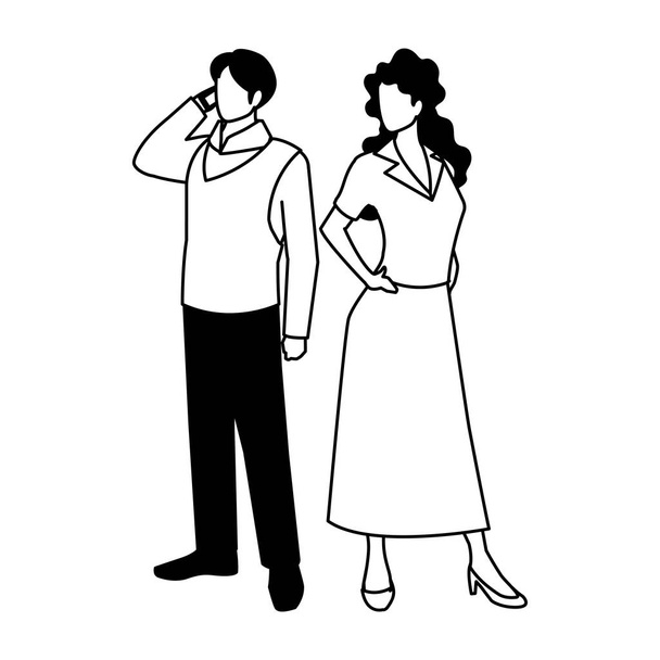 business couple standing on white background - Vector, imagen